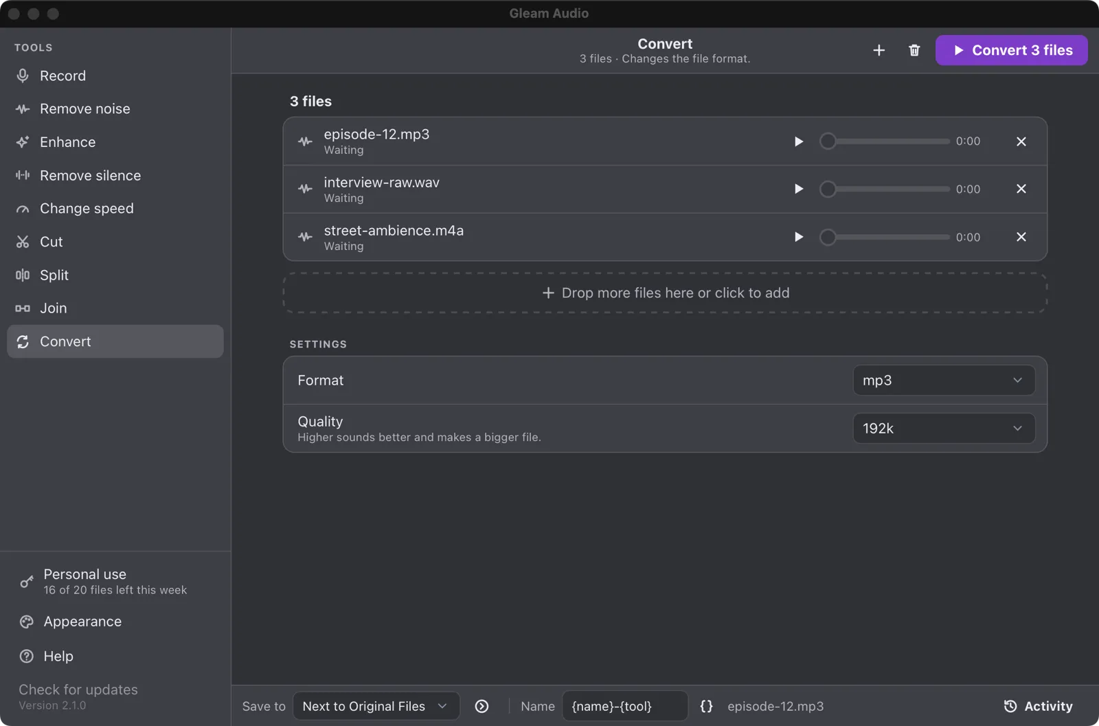 Convert, in the GNOME style with the dim colours